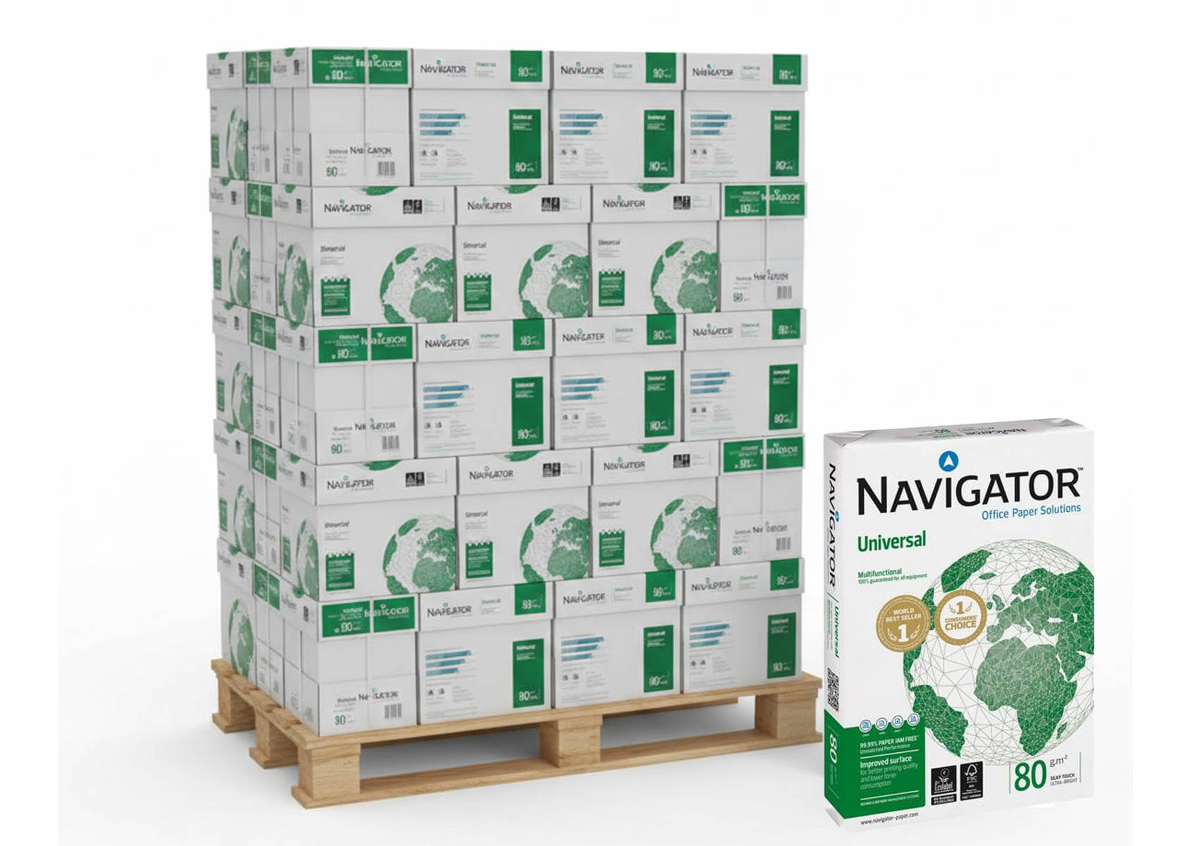 Navigator Universal Cleverbox 80g, hochweiss 1 Palette 100'000 Blatt Box 2500 Bl.