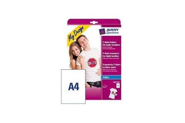 AVERY ZW. Textilfolie Iron-on A4 MD1001 Inkjet helle Textilien 5 Stk.