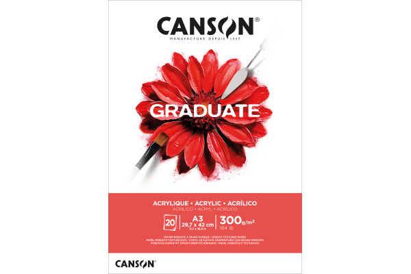 CANSON Acrylblock Graduate A3 525008016 weiss, 300g 20 Blatt