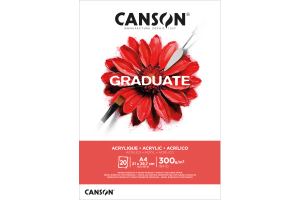 CANSON Acrylblock Graduate A4 525008015 weiss, 300g 20 Blatt