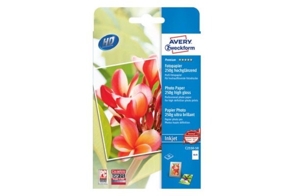 AVERY ZW. InkJet Fotopapier 10x15cm C2550-50 250g, glossy 50 Blatt