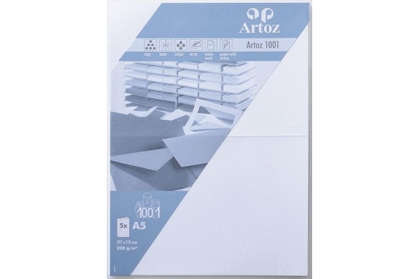 ARTOZ Karten 1001 A5 107392262 220g, blütenweiss 5 Blatt