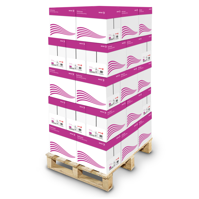 Xerox Performer A4, ungestrichen, holzfrei ECF 80g weiss 1 Palette 100'000 Blatt - Box 5 x 500 Bl./Bg.