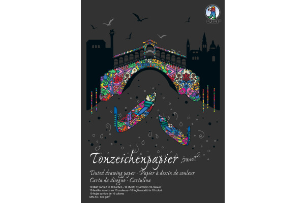 URSUS Tonzeichen-Block A3 2164099SE 130g, pastell 10 Blatt