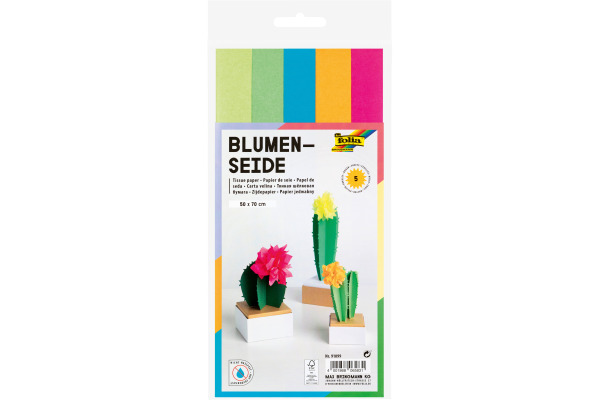 FOLIA Blumenseide 50x70 cm 91099 Neon Mix 5 Bogen