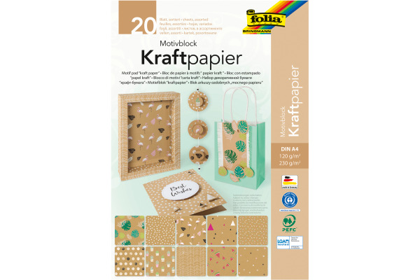 FOLIA Motivblock 48798 Kraftpapier, Kraftkarton