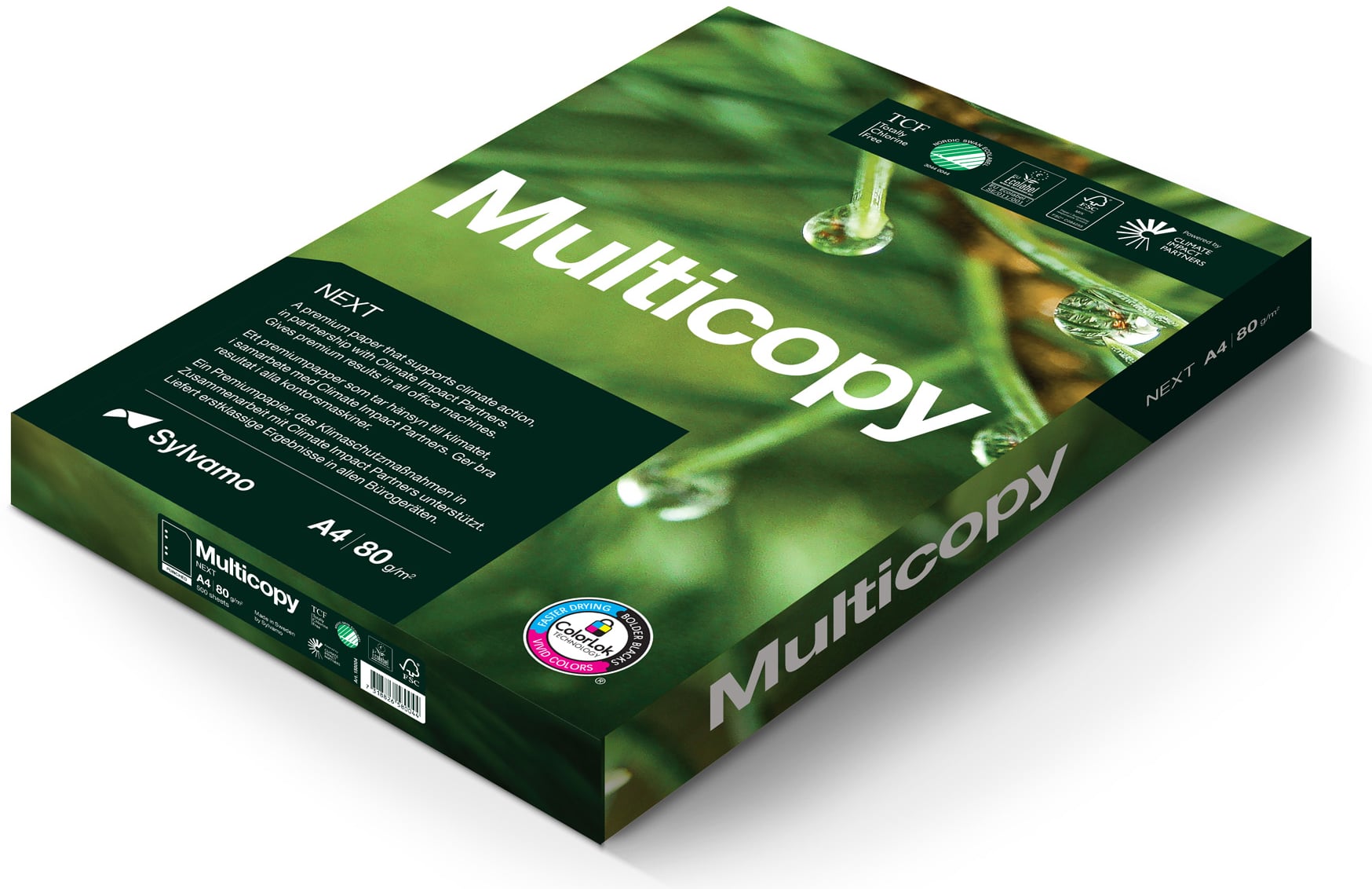 Kopierpapier Multicopy Next A4 80g, weiss matt geriest 1/4 Palette 25'000 Blatt Box 2'500 Bl./Bg.