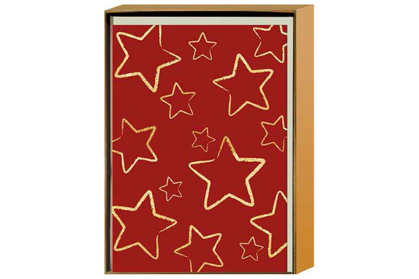 BACHMANN Kartenbox Weihnachten Stern 195398 Karten und Kuverts 6 Stück