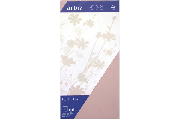 ARTOZ Karten 1001 310x155mm 845226281 200g, light rose 5 Blatt