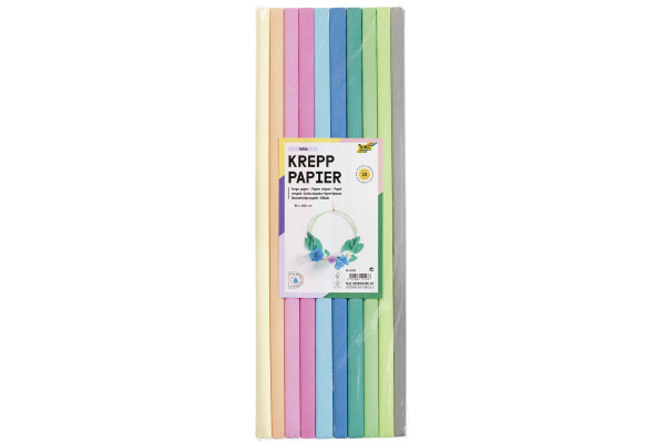 FOLIA Krepppapier 50x200 cm 82392 Trend, 10 Farben 10 Rollen