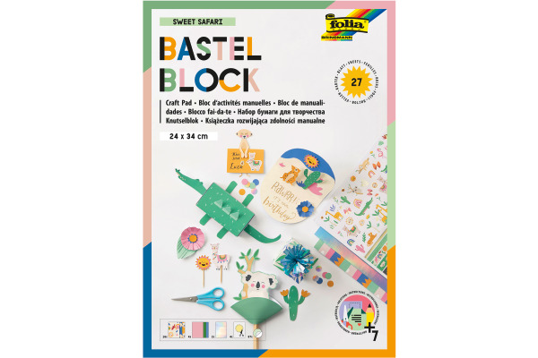 FOLIA Bastelblock Folia 49101 sweet Safari inkl. Anleitung