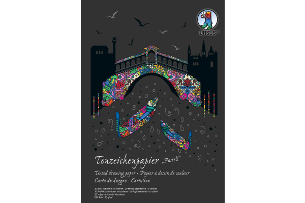 URSUS Tonzeichen-Block A4 2144699 130g, pastell 20 Blatt
