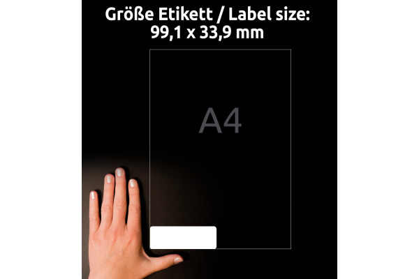 AVERY ZW. Adressetiketten 99,1x33,9mm L7162-100 weiss 1600 Stk./100 Blatt