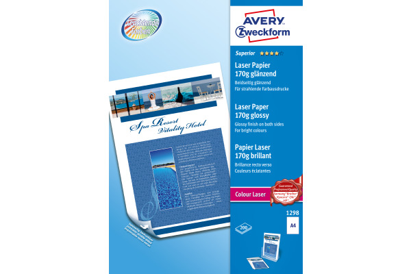 AVERY ZW. Laser Fotopapier A4 1298 170g, weiss 150 Blatt