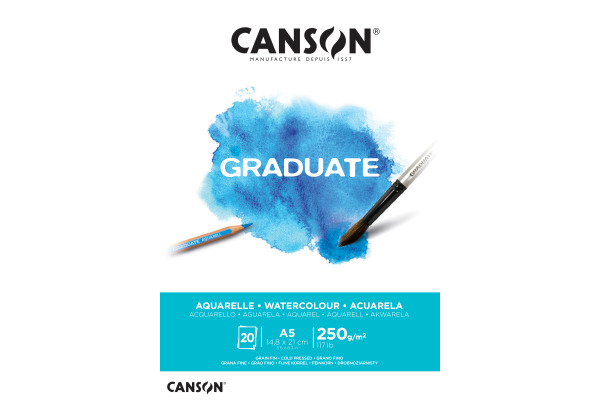 CANSON Aquarellblock Graduate A5 400110373 weiss, 250g 20 Blatt