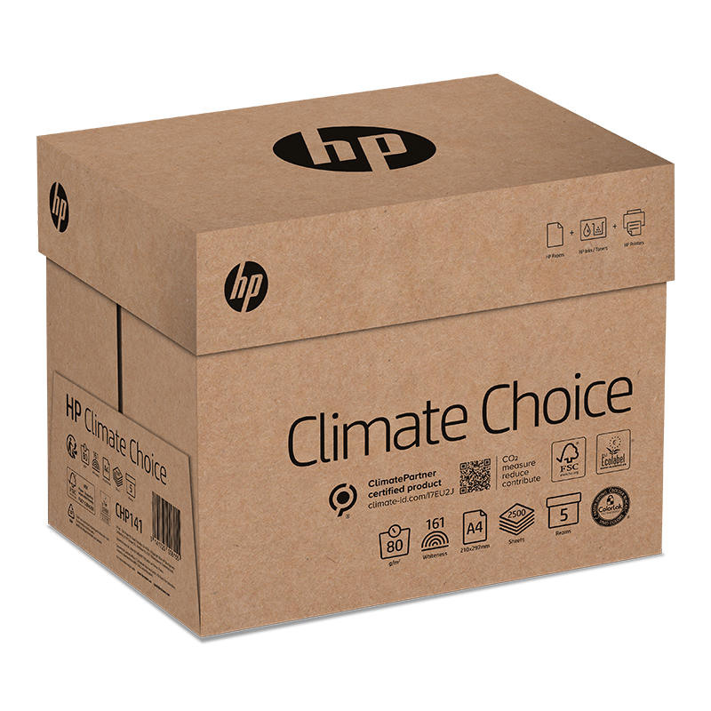 Kopierpapier HP Climate Choice A4 80g, hochweiss 1/4 Palette 25'000 Blatt zu Box 5x500 Bl./Bg.
