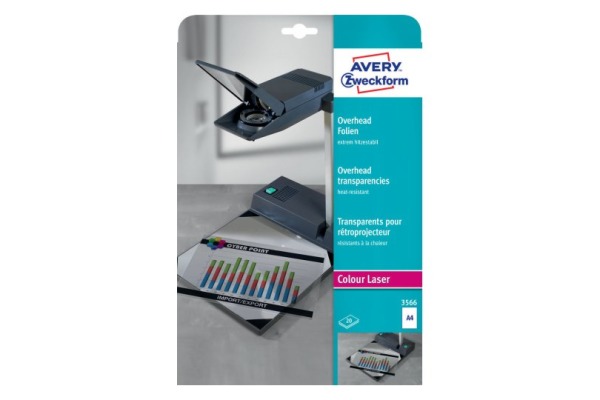 AVERY ZW. Overhead-Folie A4 3566 0,13mm Color Laser 20 Blat
