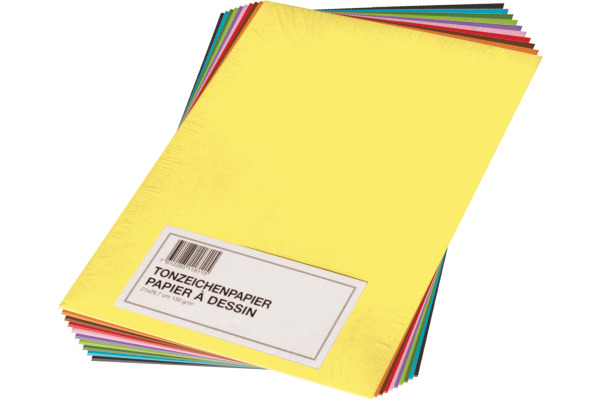PAPYRUS Tonzeichenpapier A4 88299999 130g, farbig ass. 100 Blatt