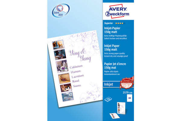 AVERY ZW. InkJet-Papier A4 2579-100 150g, weiss 100 Blatt