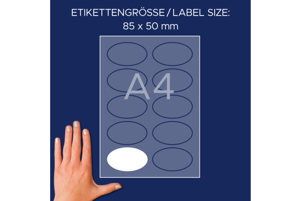 AVERY ZW. Namensetiketten 85x50mm J4882-20 weiss 20 Blatt/200 Stk.