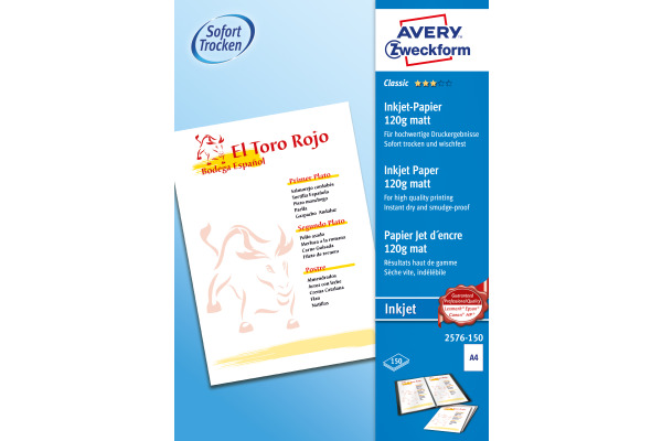 AVERY ZW. InkJet-Papier A4 2576-150 120g, weiss 150 Blatt