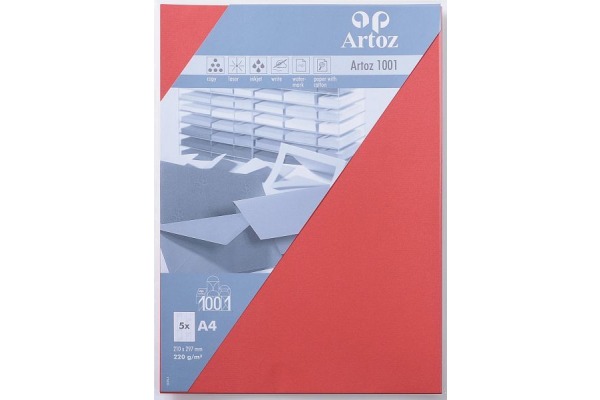 ARTOZ Karten 1001 A4 107696145 220g, rot 5 Blatt