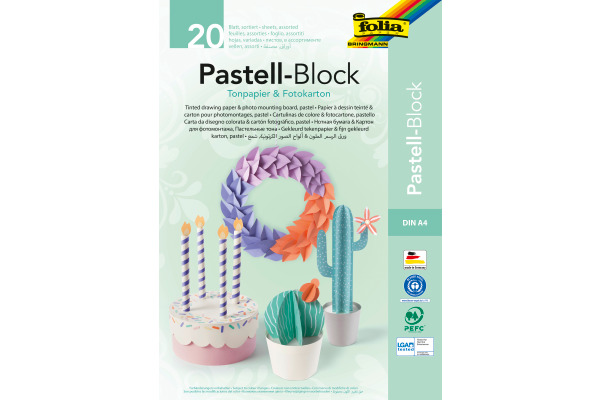 FOLIA Kombi-Block A4 678 pastell, 20 Blatt ass.