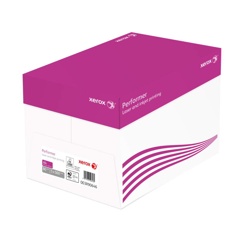 Xerox Performer A4, ungestrichen, holzfrei ECF 80g weiss 1 Palette 100'000 Blatt - Box 5 x 500 Bl./Bg.