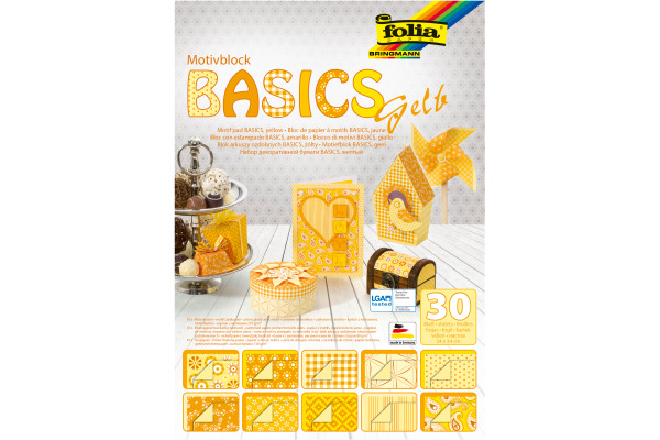 FOLIA Motivblock Basic 46149 gelb, 30 Blatt