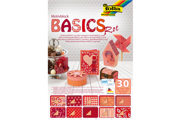 FOLIA Motivblock Basic 46249 rot, 30 Blatt