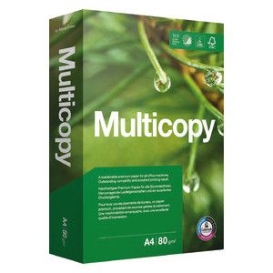 Kopierpapier Multicopy A4 80g, weiss matt geriest 500 Blatt (Box 2'500 Bl./Bg.)