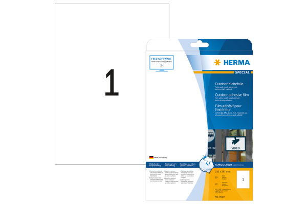 HERMA Outdoor Etikett.PP 210x297mm 9500 weiss 10 St./10 Blatt